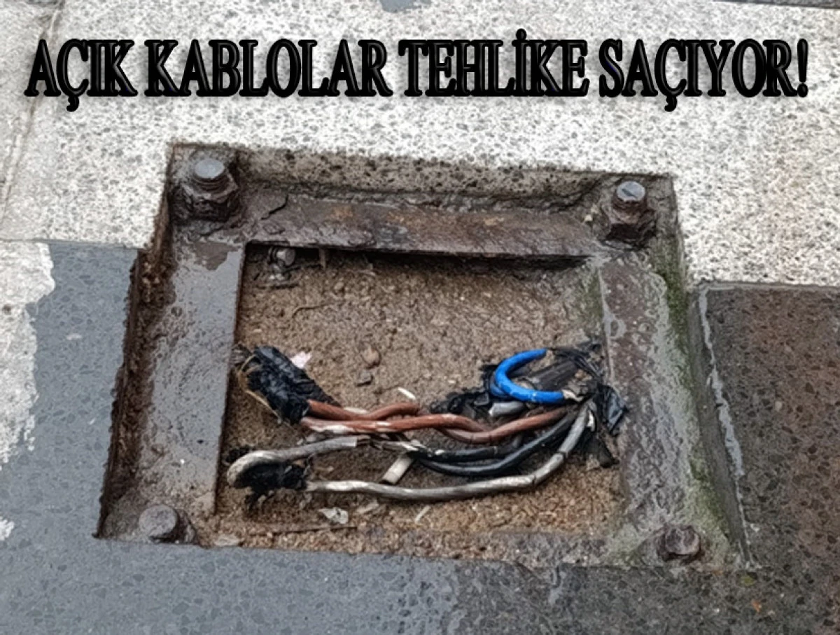 Şehrin merkezinde açık kablo!